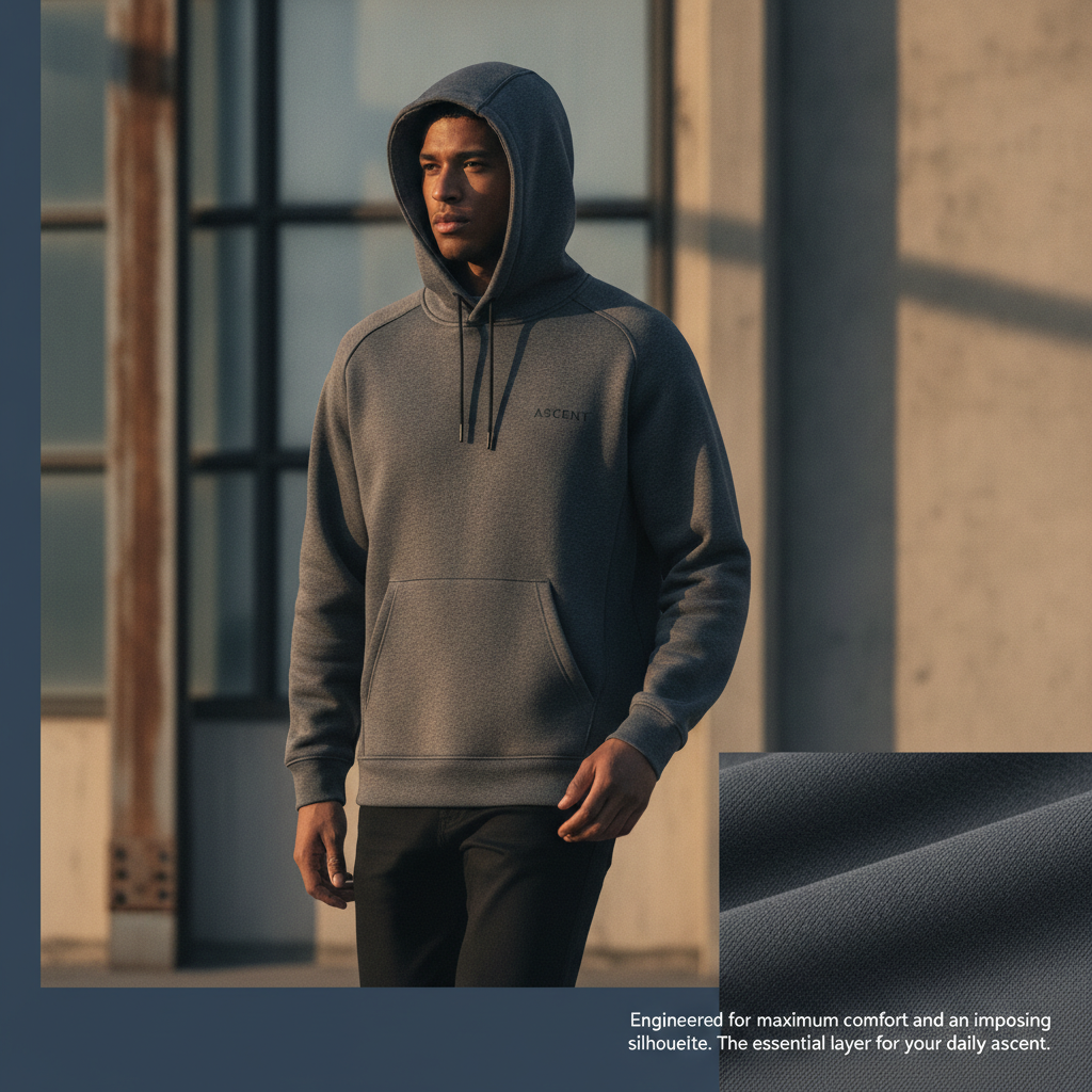 ASCENT Hoodie, Short Sleeve and Long Sleeve, gym-to-street apparel products on wet stone